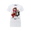 DOLCE &amp; GABBANA 女士卡通頭像圖案短袖T恤